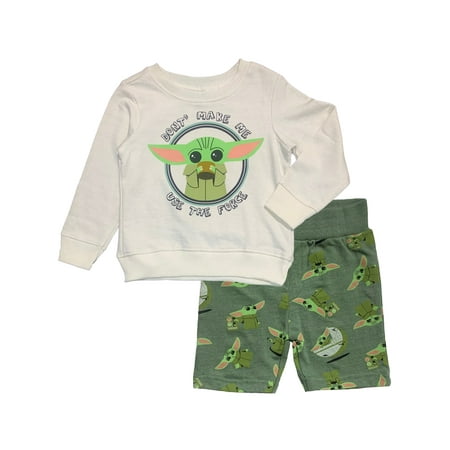 

Star Wars The Mandalorian Toddler Boys Baby Yoda Lightweight Pullover Top and Shorts Set Sizes 2T-4T