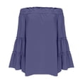 thumbnail image 3 of HongQid Womens Off The Shoulder Long Bell Sleeve Tops Flared Casual Loose Blouse, 3 of 6