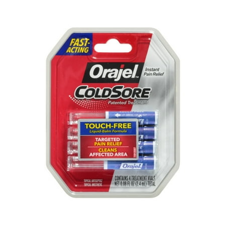 5 Pack Orajel Touch-Free Applicator for Cold Sores, 4 Treatment Vials Each