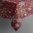 thumbnail image 4 of Red Christmas Snowflake Pattern Rectangle Tablecloth 60"x120",Waterproof Polyester Rectangle Table Cloth, Wipeable Spillproof Polyester Tablecloth for Dining, Camping, Indoor and Outdoor, 4 of 6