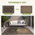 thumbnail image 4 of KUETH 6' x 9' Outdoor Rug Waterproof for Patio Carpet Plastic Reversible Straw Outdoor Rug for Camping Picnic Geometric Mat ,Black & Brown, 4 of 6