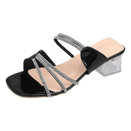 

YanHoo Low Heel Sandals for Women Girls Dresssy 2023 Open Toe Slide Sandals Strappy Ankle Buckle Wedding Pump Sandals Shoes