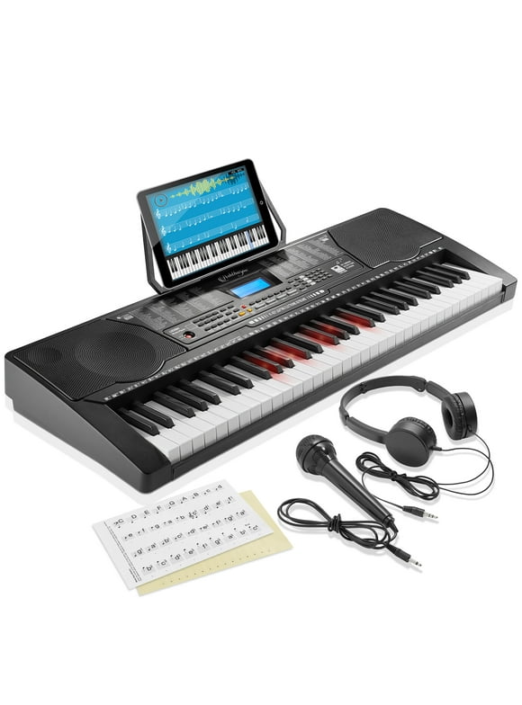 Ashthorpe 61-Key Digital Electronic Keyboard Piano with Full-Size Light Up Keys for Beginners