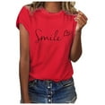 thumbnail image 1 of Womens Oversized T Shirts Casual Floral Print Short Sleeve Blouse Ladies Tops Red XXL, 1 of 7