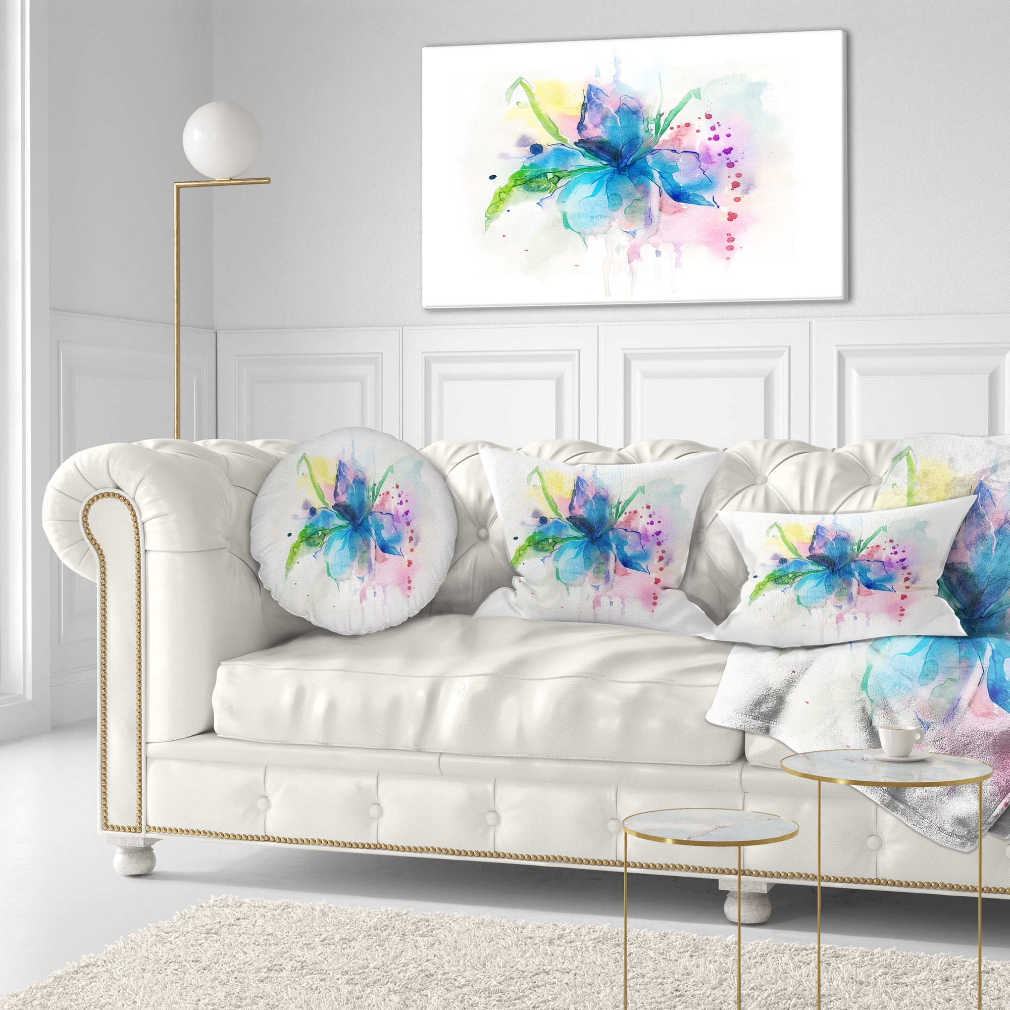 Designart Iris Watercolor Illustration Art - Animal Throw Pillow - 12x20