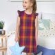thumbnail image 4 of Fotbe Purple Yellow Buffalo Plaid Vestido de Dormir para Niñas de 3 a 10 Años, Mangas Cortas, Estilo Princesa, Pijama Camisón con Mangas Voladas-XX-Large, 4 of 6