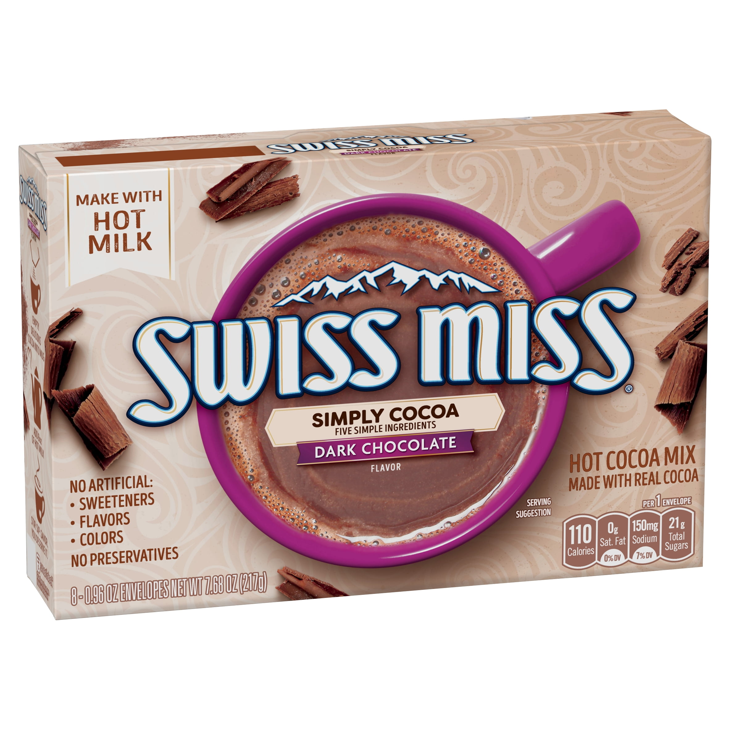 Swiss Miss Dark Chocolate Flavor Hot Cocoa Mix, 0.96 oz, 8 count
