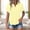 Yellow, variant on Cotton Button Down Shirts for Women Short Sleeve Tops V Neck Collar Blouses Business Casual Slit Hem with Pocket Yellow