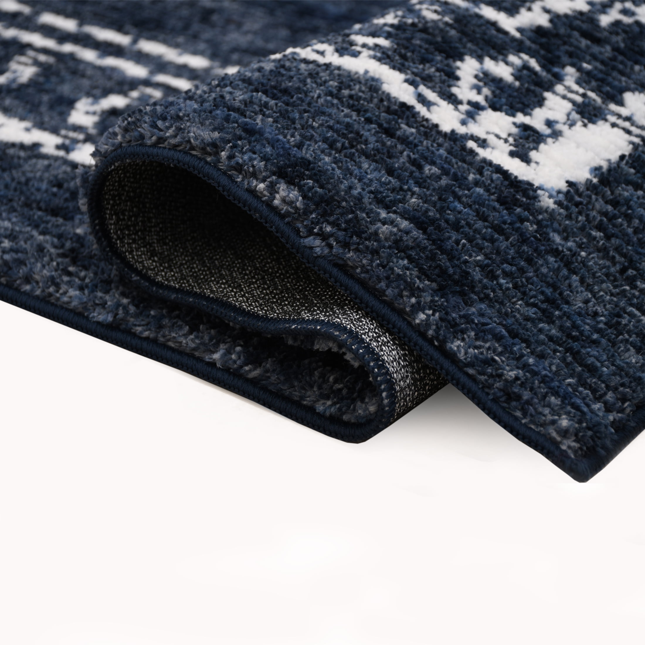 Mainstays Washed Indigo Bordered Tufted Washable Area Rug 5 x 7