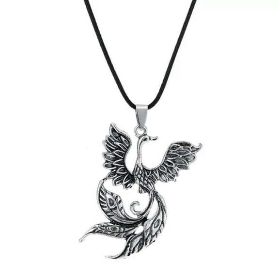 GKNET Fashion Vintage Phoenix Bird Shape Pendant Necklace Men Women Choker Jewelry_tu-Silver