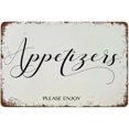 thumbnail image 1 of Appetizers - Elegant Cursive Wedding Reception Sign Snack Hors D'Oeuvres Table Top Party Signage B Funny CafesPubs Backyard Gift for Friends TeacherColleague Retirement Lady 8"x12", 1 of 5