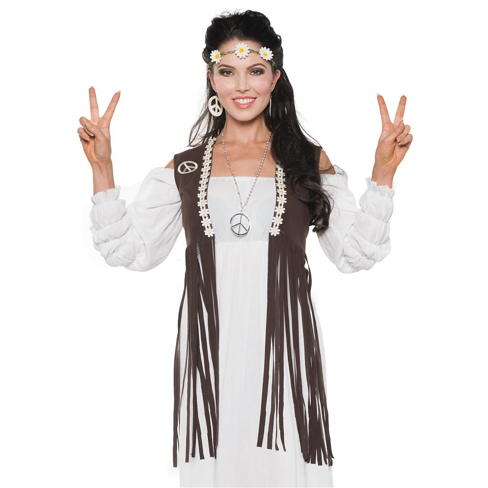 Underwraps Fringed Hippie Vest Women's Halloween FancyDress Costume for Adult, One Size