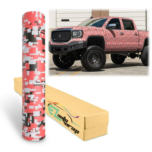 EZAUTOWRAP Camouflage Digital Red Car Vinyl Wrap Vehicle Sticker Decal Film Sheet Furniture Cabinet Decoration Peel And Stick