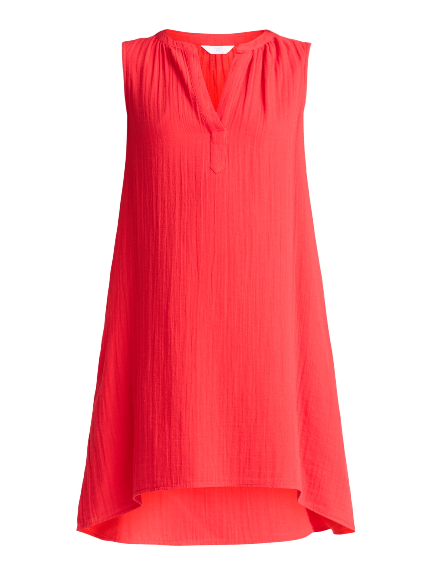 Time and Tru Women's Cotton Double Cloth Shift Dress, Sizes XS-XXXL