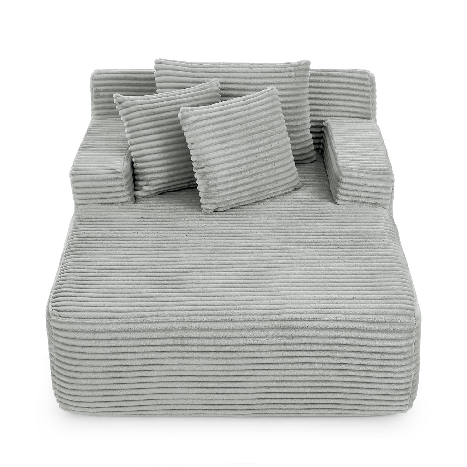 Demi Bonn 64" Velvet Fabric Single Lazy Sofa, Modern Fluffy Couch Lounge Chair for Indoor Living Room, Bedroom, No Assembly Needed, Gray