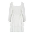 thumbnail image 3 of MDUKONU Women's Off The Shoulder Tiered Ruffle Dress - Women's Lace Up Front Long Sleeve Party Mini Dress White XXL, 3 of 7