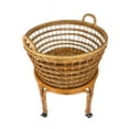thumbnail image 2 of Kouboo Rolling Wicker Laundry Basket, Handwoven Wicker Hamper with Removable Cotton Liner, Stand, & Locking Caster Wheels, Honey Brown, 2 of 5