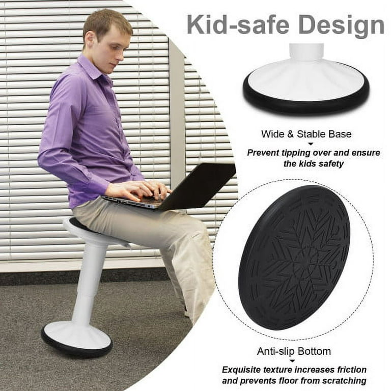 Costway Wobble Chair Height Adjustable Active Learning Stool Sitting Home Office - White