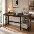 thumbnail image 2 of 59" Industrial Computer Desk with Storage Shelves & Charging Station, Home Office Desk Gaming Desk，Black, 2 of 9