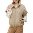 thumbnail image 2 of Quilted Jackets for Women Casual Short Sleeve Zip Up Warm Vests Khaki XL, 2 of 10