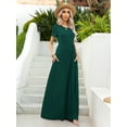 thumbnail image 4 of CALIPESSA Womens Summer Casual Loose Plain Swing Round Neck Short Sleeve Floor Long Maxi Dress With Pocket, 4 of 5
