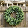 thumbnail image 5 of Artificial Boxwood Wreath 13.7/17.7 Inch, UV Resistant Greenery Wreath for Front Door, Indoor/Outdoor Farmhouse Decor, All-Season Faux Round Wreath for Home Wall, Window, Wedding, Party, 5 of 12