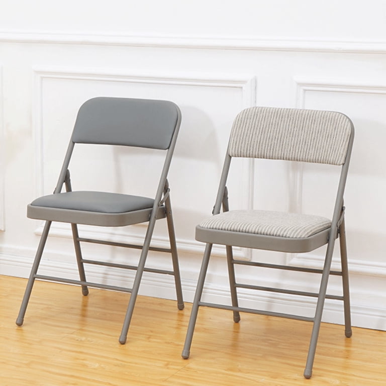 2 Pack Folding Chairs With Padded Cushion – Commercial Grade, Fabric Seat & Back, Gray