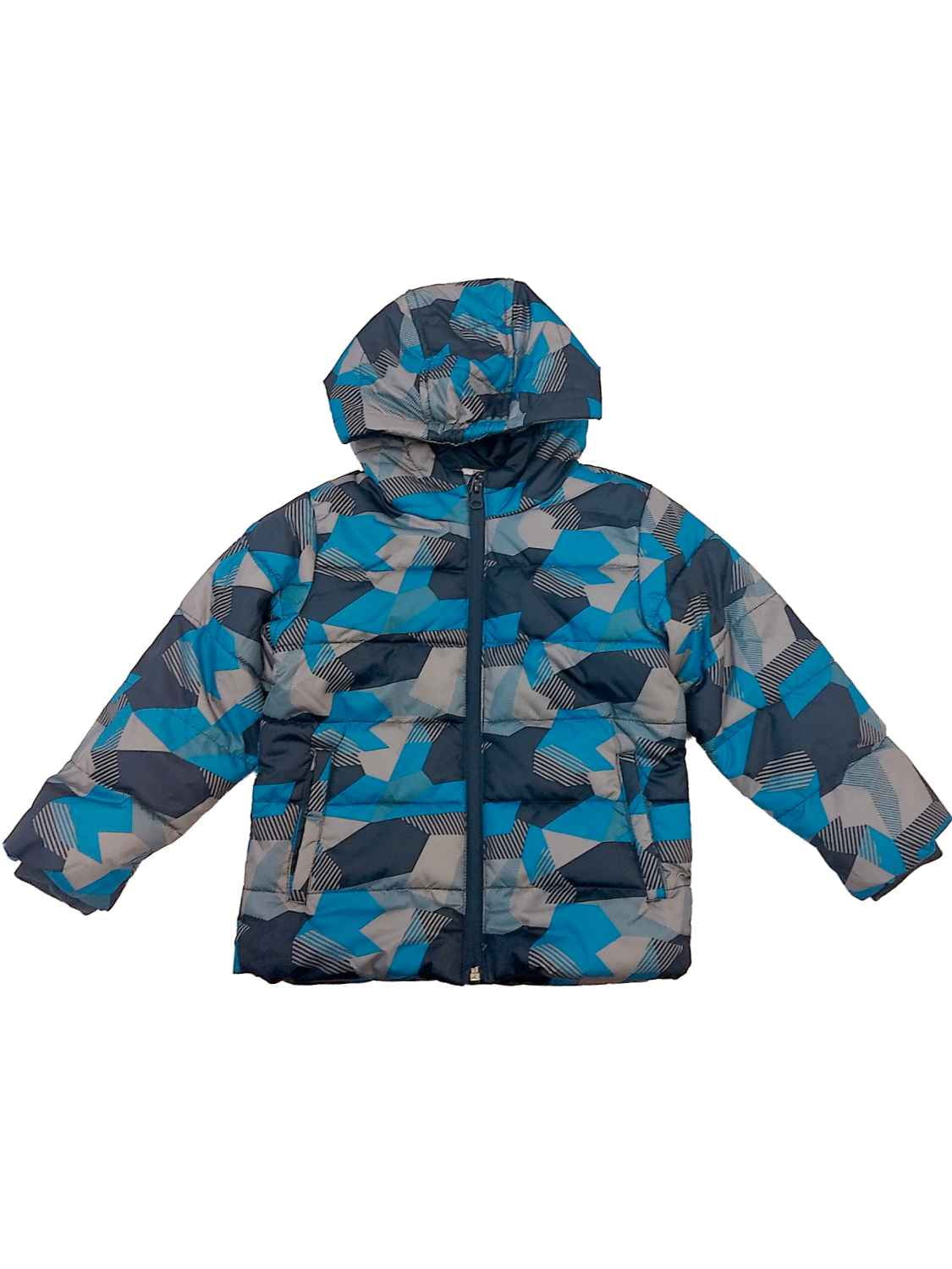 Infant Boys Blue Camouflage Wind & Water Resistant Puffer Jacket Hoodie ...
