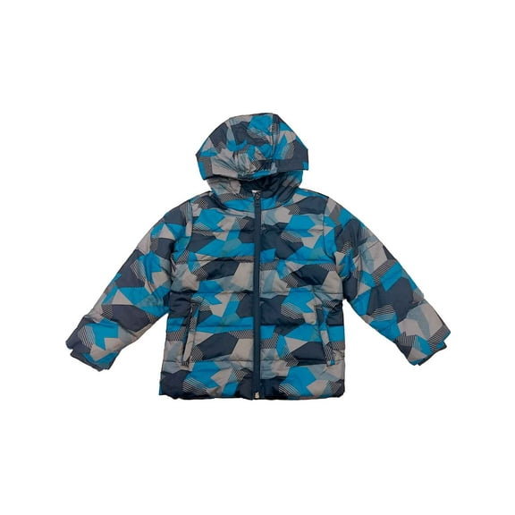 Infant Boys Blue Camouflage Wind & Water Resistant Puffer Jacket Hoodie Coat 4T