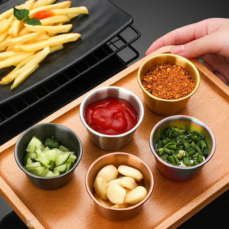 304 Stainless Steel Condiment Container with Lid Sealing Dipping Sauce 50ml  Cup Restaurant Dining Room Sauce