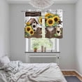 thumbnail image 6 of 2 Panels Kitchen Tier Curtains 39 Inch Length, Yellow Sunflowers Grommets Window Treatment Curtain, Western Star Farmhouse White Wooden Thermal Curtains Drapes for Living Room/Bathroom, 6 of 9