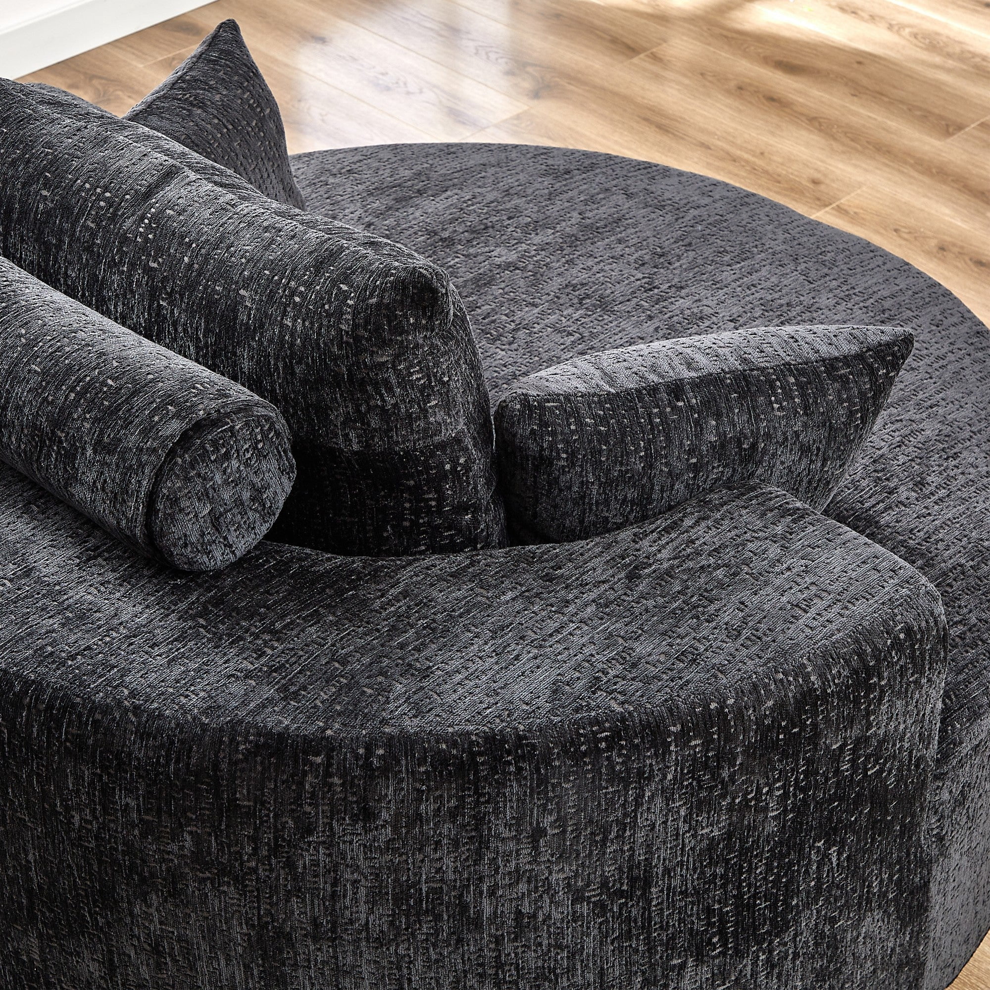 Sailvan 55" Modern Polyester Single Seater Lounge Chair, Modular Cloud Sofa with Enveloping Pillows, No Assembly Lazy Chair for Living Room Black