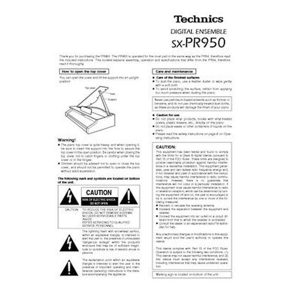 Instruction Manual ONLY for Technics SX-PR950 Digital Ensemble Owners Instruction Manual REPRINT