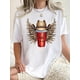 thumbnail image 1 of Camisetas con gráficos clásico para mujeres y adolescentes y niñas, playera de verano con estampado estéticoWomen's Casual Chic T-Shirt with Unique Winged Cowboy Hat & Coffee Cup Print - Comfy Polye, 1 of 6