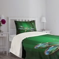 thumbnail image 3 of Ambesonne Dragonfly Quilted Bedspread Set 2 Pcs, Vivid Gemstone, Twin Size, Emerald Multicolor, 3 of 5