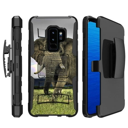 [Naked Shield] Samsung Galaxy S9Plus / S9 PLUS [Black] Military Combat Armor Case (Holster) (KickStand) [Elephant