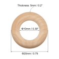 thumbnail image 2 of Unique Bargains 100Pack 20mm(0.8') Natural Wood Rings, 5mm Smooth Unfinished Wooden Circles, 2 of 7