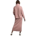thumbnail image 3 of utcoco Women's Autumn Winter High Collar Long Sleeve Knit Pullover and Long Skirt Sweater Sets, 3 of 4