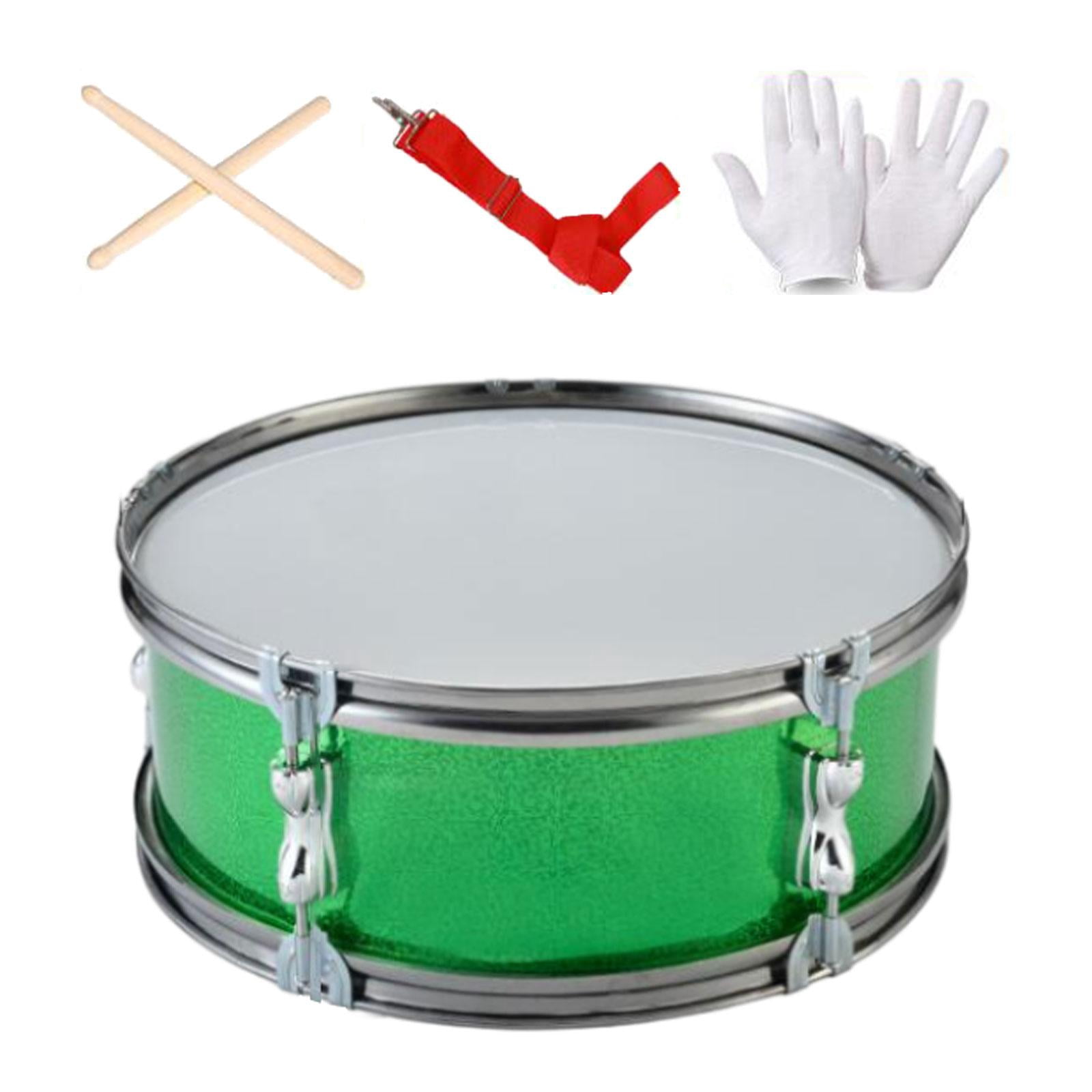 QccHieUs 13 Inch Snare Drum with Gloves Light Musical Instruments Musical Drums for Girls Green Monophonic