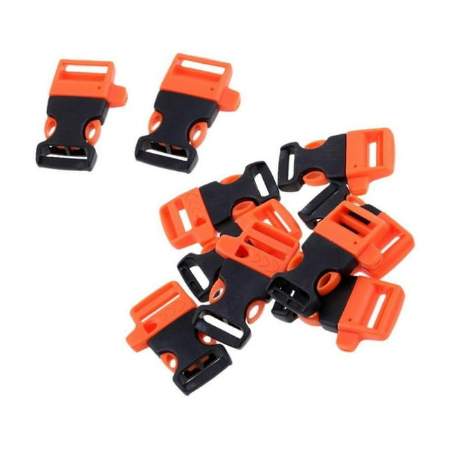 10 Pcs Bracelet de Cordon Boucle de Libération Latérale Randonnée Sangle de Main Multifonctionnelle Sifflet de Survie 5.5x3.5cm Orange