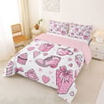 thumbnail image 2 of Manfei Coquette Bow Gift Full Size Comforter Sets For Kids,Pink Cupcake Bow Boot Bedding Sets For Girls,Pink Reversible,3pcs, 2 of 7