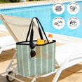 thumbnail image 5 of Sage Green Beach Bag for Women, Large Breathable Mesh Beach Tote Bag, Bohemia Modern Simple Vertical Stripes Sandproof Lightweight Travel Bags for Vacation Picnic Swimming Pool 15.7"x15.7"x9.1", 5 of 9