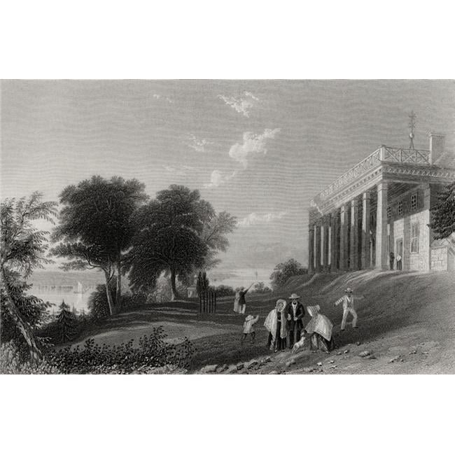 Washingtons House Mount Vernon USA George Washington 1732-1799 First President of The United States From A 19th Century Poster Print, Large - 36 x 22