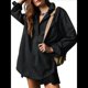 thumbnail image 1 of Chaqueta Vaquera Holgada de Larga con Bolsillo y Botones para Mujer, Estilo Informal, con Cuello en V y Botones. Negro M, 1 of 6