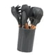 thumbnail image 3 of Juego de 11 utensilios de cocina de silicona resistentes al calor con mango de madera y cubo de almacenamiento para acampar, color gris oscuro, 3 of 12