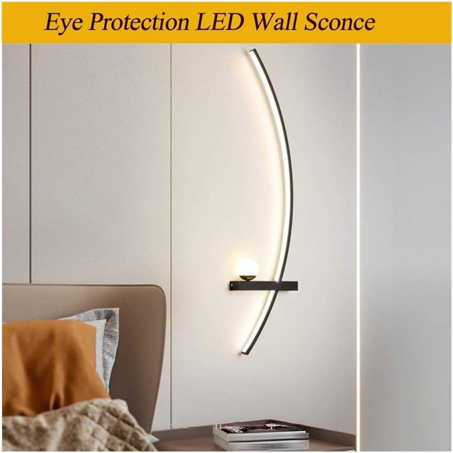 Modern LED Wall Sconces Set of 2, Linear Wall Lights, 3 Color Changing Metal Wall Light Fixture, Hardwired for Living Room, Bedroom, Hallway(55cm)