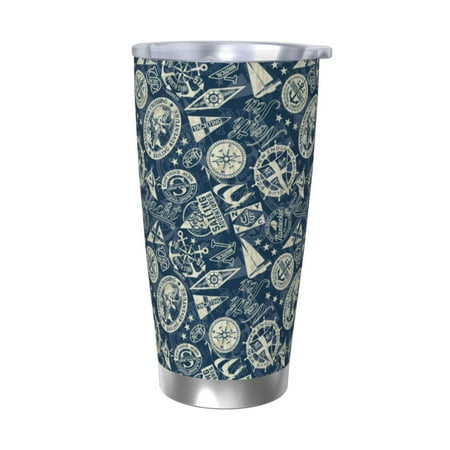 

Vsdgher Nautical Style 20 Oz Stainless Steel Vacuum Insulated Travel Mug Coffee Cup for Home Office Outdoor Works Great for Ice Drinks and Hot Beverage -Without Straw