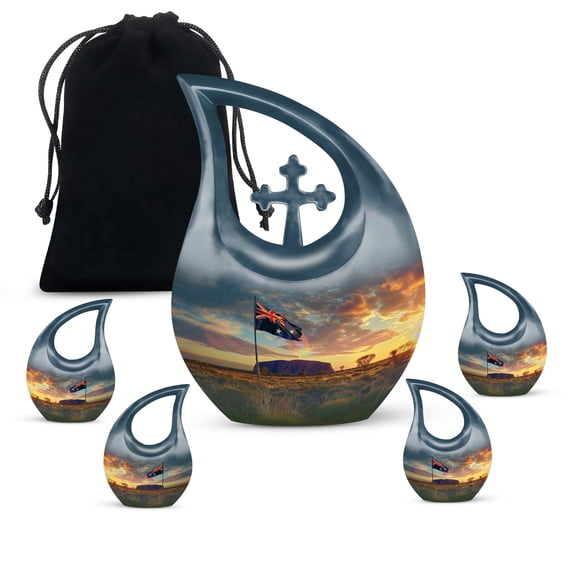 Uluru Under The Australian Urn - Large Urns For Human Ashes - Urn For Human Ashes Adult Female & Male - Decorative Urns - Urns For Adult Male, mini urns for ashes(Combo - 10" & 4", 5 Pcs)