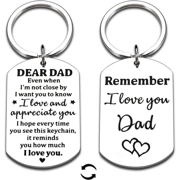 Father's Day Keychain Gift for Dad Husband from Wife Son Daughter, First Fathers Day Dads Gifts for Papa, Stepdad, Grandpa, 2025 Funny Gifts for New Dad, Anniversary Birthday Keychain Essentials