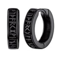 thumbnail image 1 of Pendientes de aro de runa vikinga Silvora 10mm negro para hombres y mujeres de plata esterlina Huggie, 1 of 8